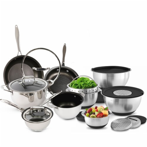 Wolfgang Puck 21-Piece Stainless Steel Cookware and Mixing Bowls