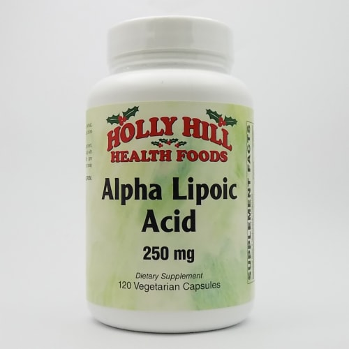 Holly Hill Health Foods, Alpha Lipoic Acid 250 MG, 120 Vegetarian Capsules Perspective: front
