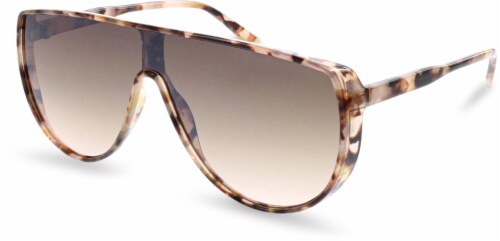 Tortoise Shell Plastic Shield Sunglasses - Blush Perspective: front