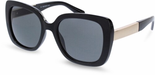 Plastic Square Sunglasses - Black/Gold Perspective: front