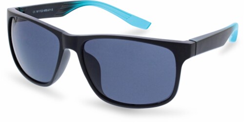 Plastic Square Sunglasses - Black/Turquoise Perspective: front
