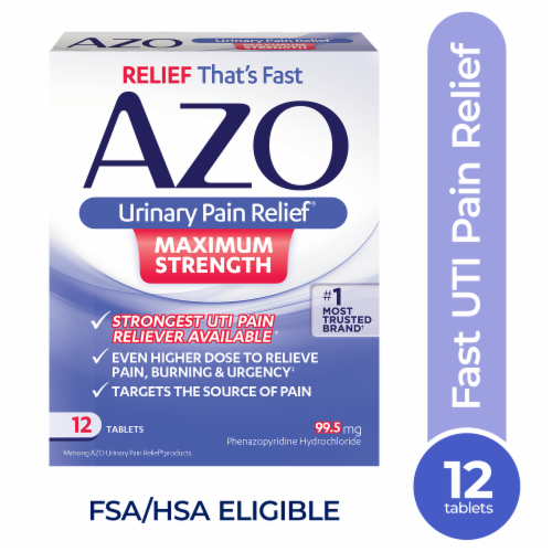 AZO Maximum Strength Urinary Pain Relief® Tablets, 12 ct - Fry's