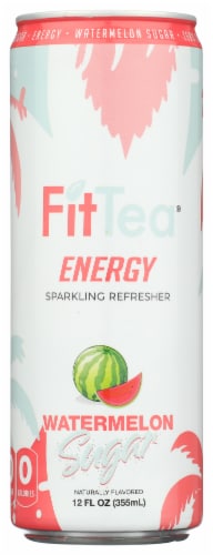 FitTea™ Zero Sugar Watermelon Sugar Energy Drink Can Perspective: front