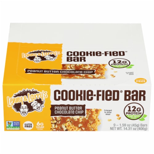 Lenny & Larry's® Cookie-fied® Peanut Butter Chocolate Chip Protein Bars Perspective: front