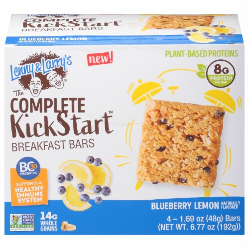 Lenny & Larry's Kickstart™ Plant-Based Blueberry Lemon Breakfast Bars Perspective: front