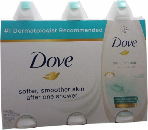 Dove Sensitive Body Wash (Pack of 3), 72.0 Fl Oz Perspective: front