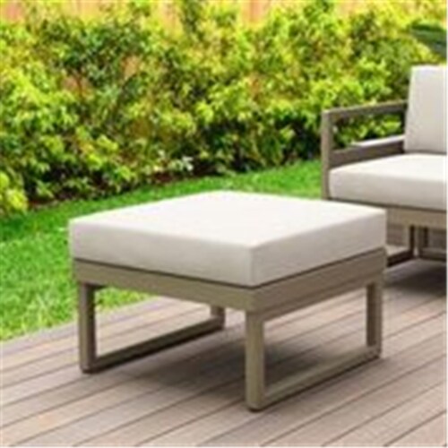 Siesta ISP137F-DVR-CNA Mykonos Ottoman with Sunbrella Natural Cushion - Taupe Square Perspective: front