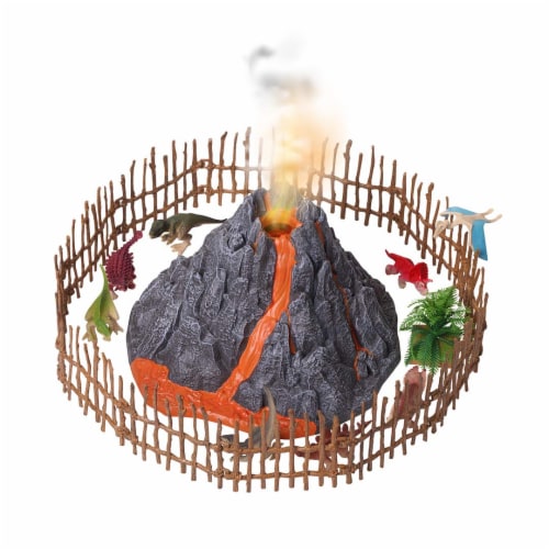 Dinosaur playset store with volcano