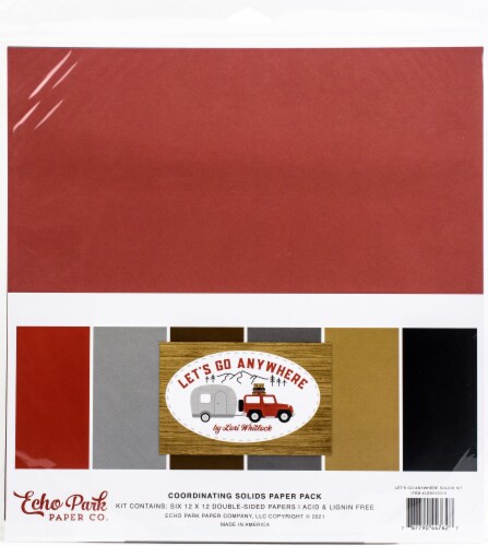Echo Park Double-Sided Solid Cardstock 12 X12  6/Pkg-Let's Go Anywhere, 6 Colors Perspective: front