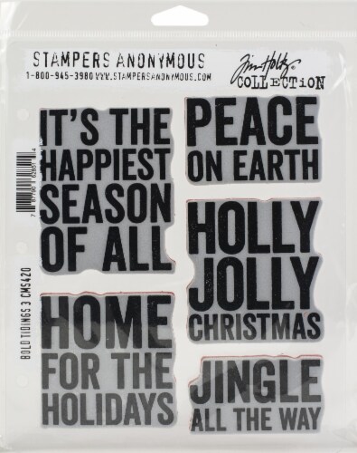 Tim Holtz Cling Stamps 7 X8.5 -Bold Tidings #3 Perspective: front