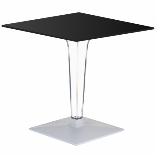 Ice HPL Top Square Table with Transparent Base 24 inch Black 1