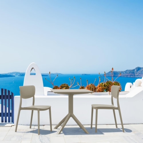 Siesta ISP1293S-DVR Lucy Outdoor Bistro Set with 31 in. Table Top  Taupe - 3 Piece Perspective: front