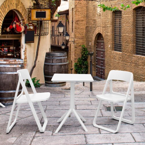 Siesta ISP0791S-WHI-WHI Dream Folding Outdoor Bistro Set with 2 Chairs  White Perspective: front