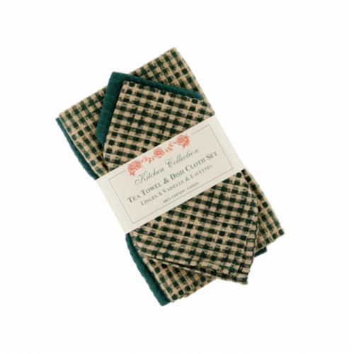 Mr. MJs Trading AG-32297 2 Tea Towels Plus 2 Dish Cloths Set, Berryvine Green Perspective: front