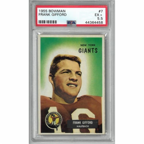 Athlon Sports CTBL-024930 Frank Gifford New York Giants 1955 Bowman Football Card No.7- PSA G Perspective: front