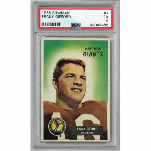Athlon Sports CTBL-024928 Frank Gifford New York Giants 1955 Bowman Football Card No.7- PSA G Perspective: front