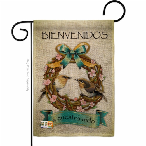 Breeze Decor BD-SH-G-100046S-IP-DB-D-US19-BD 13 x 18.5 in. Bienvenidos a Nuestro Nido Burlap Perspective: front