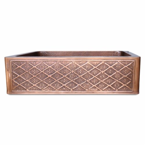 Coppersmith Creations CKSSBTSOSFA33.22.9 Single Bowl Two Squares in one Square Pattern Front Perspective: front