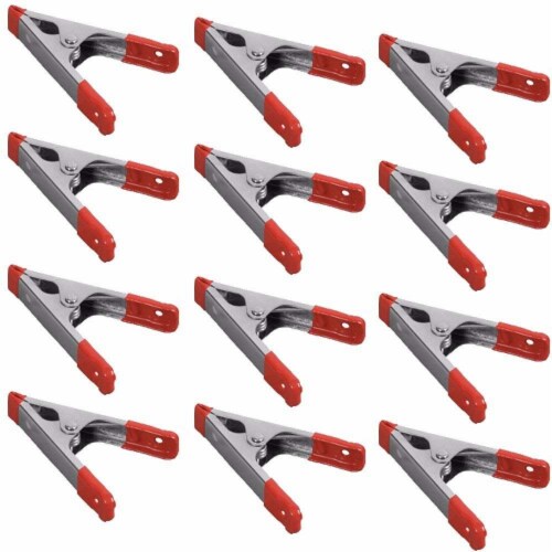 Wideskall 4  inch Metal Spring Clamps w/ Red PVC Coated Handle and Tips (Pack of 12) Perspective: front