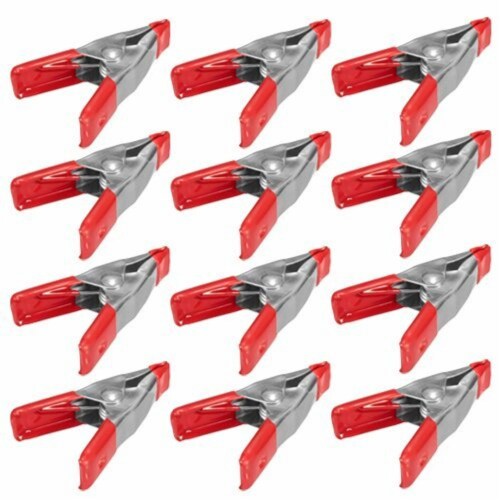 Wideskall 2  inch Mini Metal Spring Clamps w/ Red Rubber Tips Clips (Pack of 12) Perspective: front
