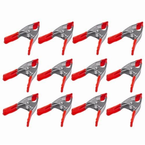 Wideskall 6  inch Metal Spring Clamps w/ Red Rubber Tips Clips (Pack of 12) Perspective: front