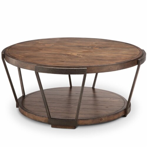 Magnussen Yukon Industrial Bourbon Coffee Table with Casters Perspective: front