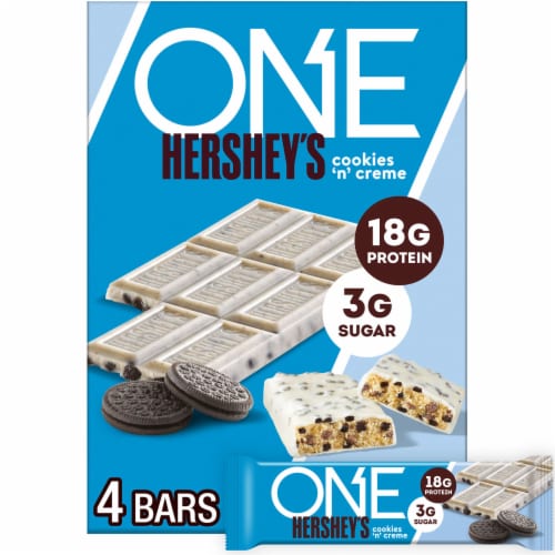 ONE HERSHEY'S Cookies 'n' Creme Flavored Protein Bars Perspective: front