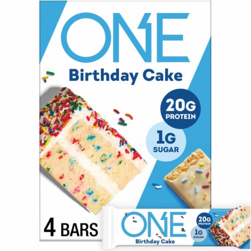 ONE Protein Bar Birthday Cake with 20g Protein and 1g Sugar Perspective: front