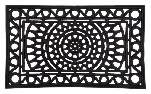 Entryways Sunburst Rubber Doormat - Black Perspective: front