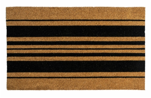 Entryways Stripes Doormat - Tan Black Perspective: front
