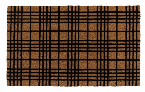 Entryways Plaid Doormat - Tan Black Perspective: front
