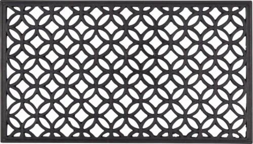 Entryways Circle Chains Recycled Rubber Doormat - Black Perspective: front