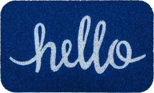 Entryways Sweet Home Hello Coir Non-Slip Doormat - Blue Perspective: front