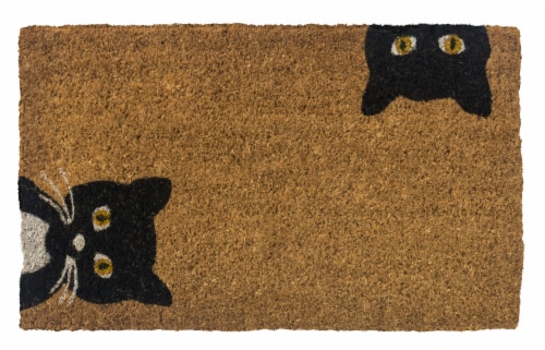 Fred Meyer Entryway Peeping Cats Coir Doormat Tan Black 17 X