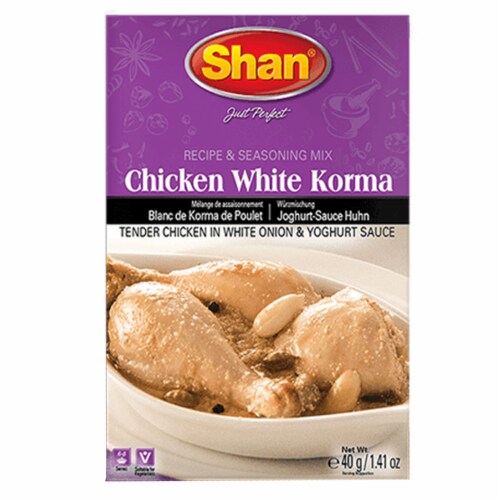 Shan Chicken White Korma Masala and Seasoning Mix 1.76 oz (50g) - Chicken in Yogurt Sauce Perspective: front