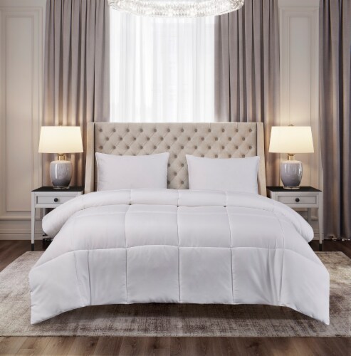 Microfiber Down Alternative Comforter - White, Full / Queen Perspective: front