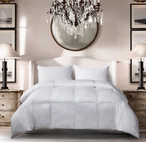 Microfiber All Season Down Alternative Comforter - Full / Queen, White Perspective: front