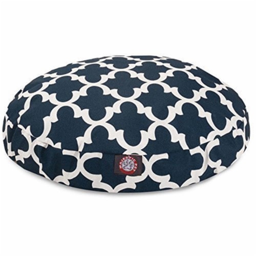 MajesticPet 788995508816 36 in. Trellis Round Pet Bed, Navy Blue - Medium Perspective: front