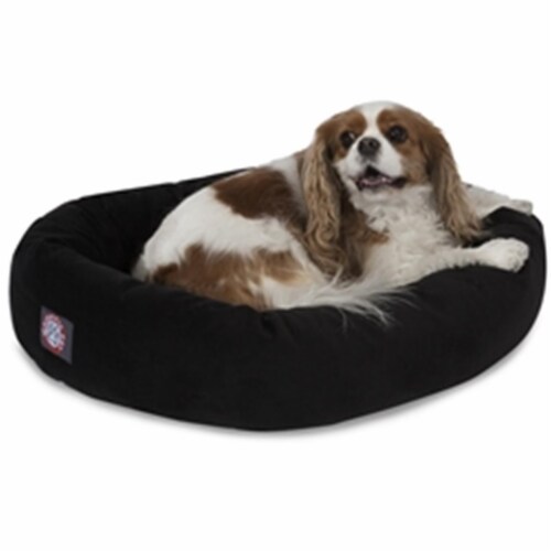 Majestic Pet 78899567207 24 in. Black Suede Bagel Dog Bed