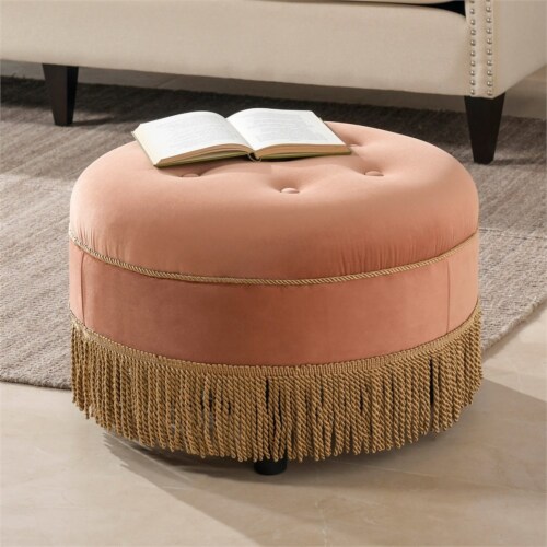 Yolanda Tufted Decorative Round Ottoman Orange 1 Harris Teeter