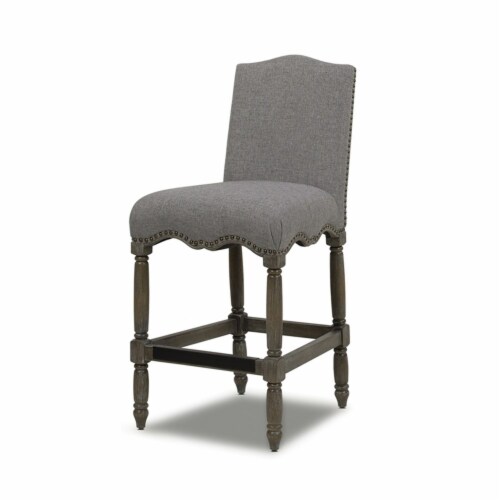 Odette 26.5  Upholstered Counter Height Bar Stool Dark Heathered Grey Linen Perspective: front