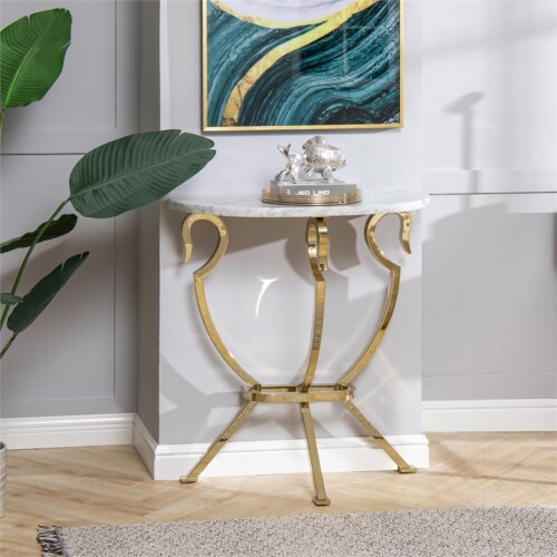 Jennifer Taylor Home Athens 30 Half Moon Console Table Marble Gold 1 Fry s Food Stores