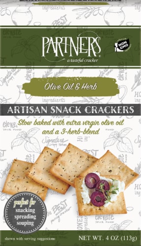 Partners Olive Oil & Herb Artisan Snack Crackers Perspective: front
