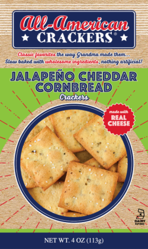 All-American Jalapeno Cheddar Cornbread Crackers Perspective: front