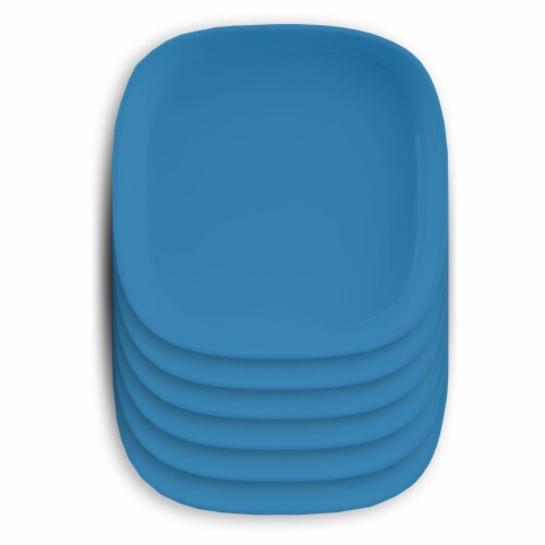 TarHong Square Wheat Poly Propylene Plates - Blue Perspective: front