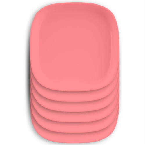 TarHong Square Wheat Poly Propylene Plates - Coral Perspective: front