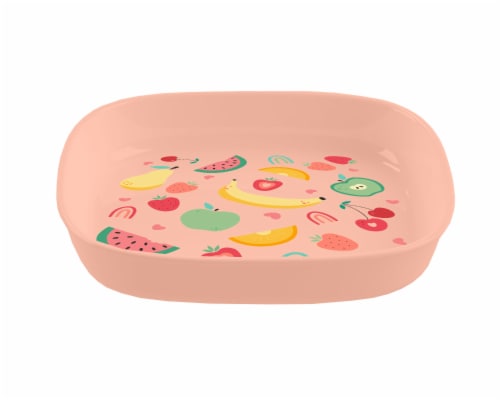 TarHong Wheat Poly Propylene Square Plate - Coral Fruit Perspective: front