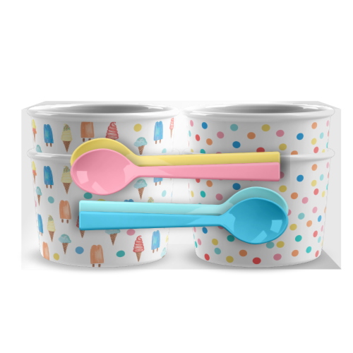 TarHong Ice Cream Bowls with Spoons Perspective: front