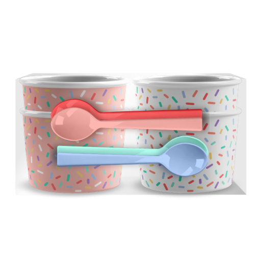 TarHong Ice Cream Bowls with Spoons Perspective: front