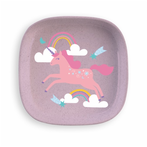 TarHong Square Unicorn Wheat Plate - Purple Perspective: front